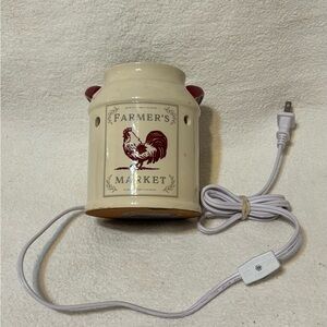 Cream Ceramic Electric Wax Warmer with Red Accents
